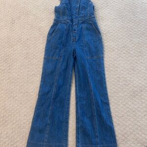 Ulla Johnson Open Back Denim Wide Leg Jumpsuit